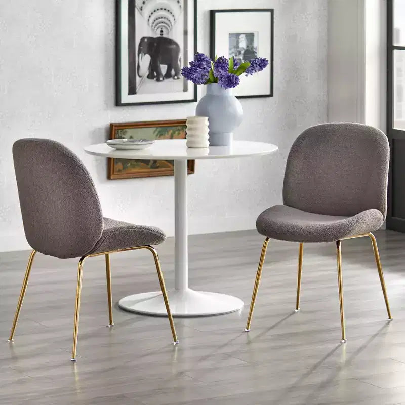 Set di 2 sedie da pranzo moderne imbottite con schienale curvo – Sedile in schiuma, struttura in metallo