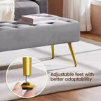 Panca moderna imbottita con pouf, poggiapiedi e bottoni – Larghezza 45", capacità 300 libbre
