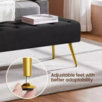 Panca moderna imbottita con pouf, poggiapiedi e bottoni – Larghezza 45", capacità 300 libbre