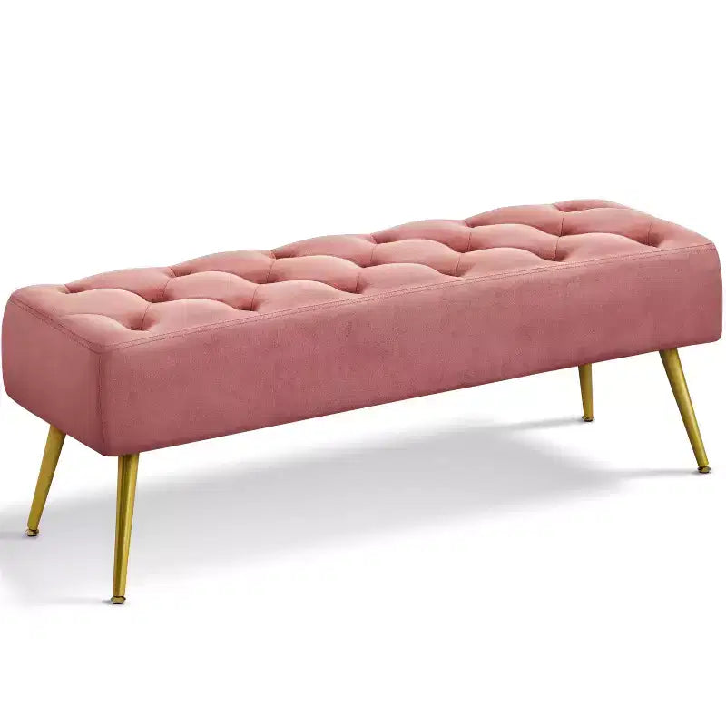 Panca moderna imbottita con pouf, poggiapiedi e bottoni – Larghezza 45", capacità 300 libbre