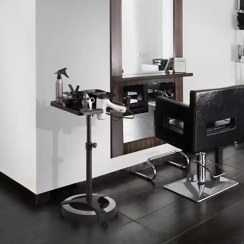 Vassoio Colorazione da Salone con Ruote – Carrello Portatile per Parrucchieri con 4 Ciotole Magnetiche, Nero