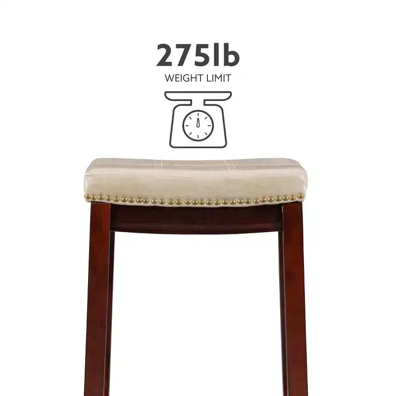 Set di 2 sgabelli da bar senza schienale in similpelle con poggiapiedi – Altezza fissa 81 cm, capacità 125 kg