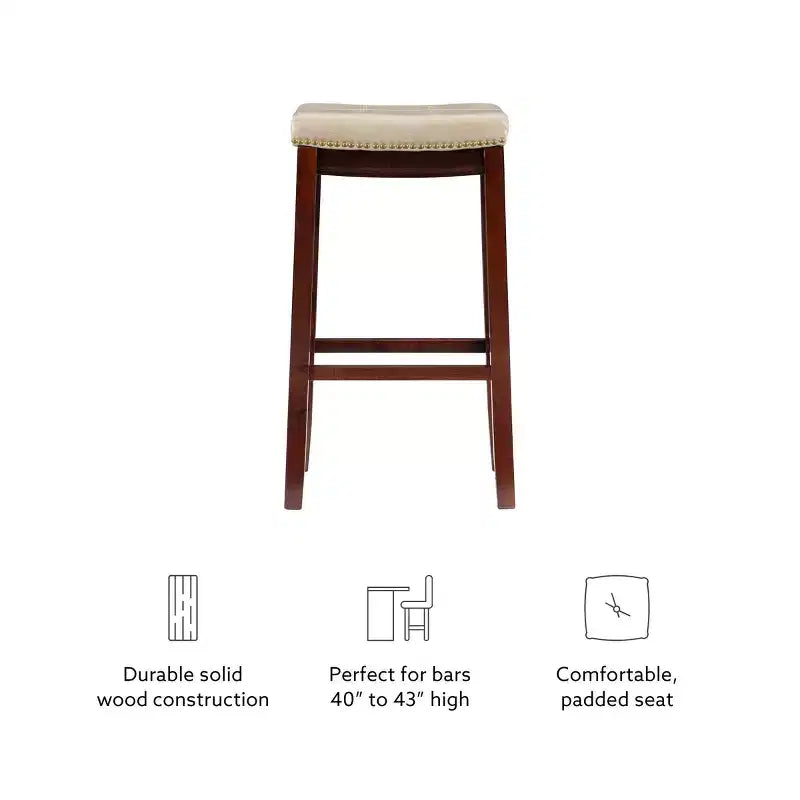 Set di 2 sgabelli da bar senza schienale in similpelle con poggiapiedi – Altezza fissa 81 cm, capacità 125 kg