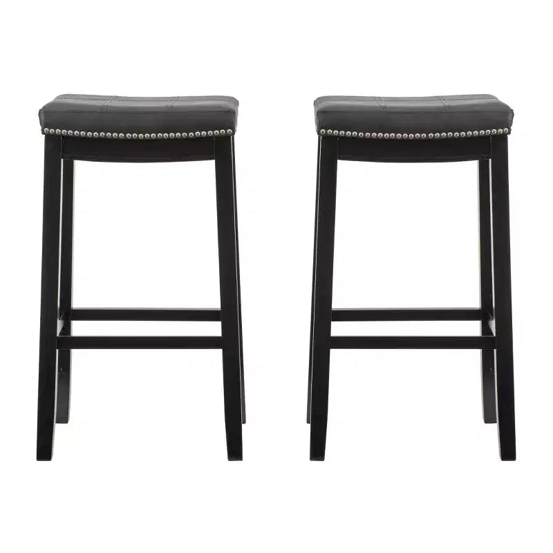 Set di 2 sgabelli da bar senza schienale in similpelle con poggiapiedi – Altezza fissa 81 cm, capacità 125 kg