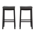 Set di 2 sgabelli da bar senza schienale in similpelle con poggiapiedi – Altezza fissa 81 cm, capacità 125 kg