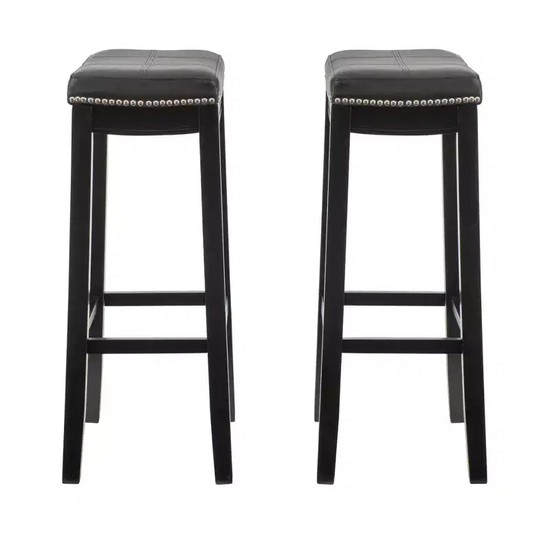 Set di 2 sgabelli da bar senza schienale in similpelle con poggiapiedi – Altezza fissa 81 cm, capacità 125 kg