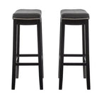 Set di 2 sgabelli da bar senza schienale in similpelle con poggiapiedi – Altezza fissa 81 cm, capacità 125 kg