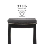Set di 2 sgabelli da bar senza schienale in similpelle con poggiapiedi – Altezza fissa 81 cm, capacità 125 kg