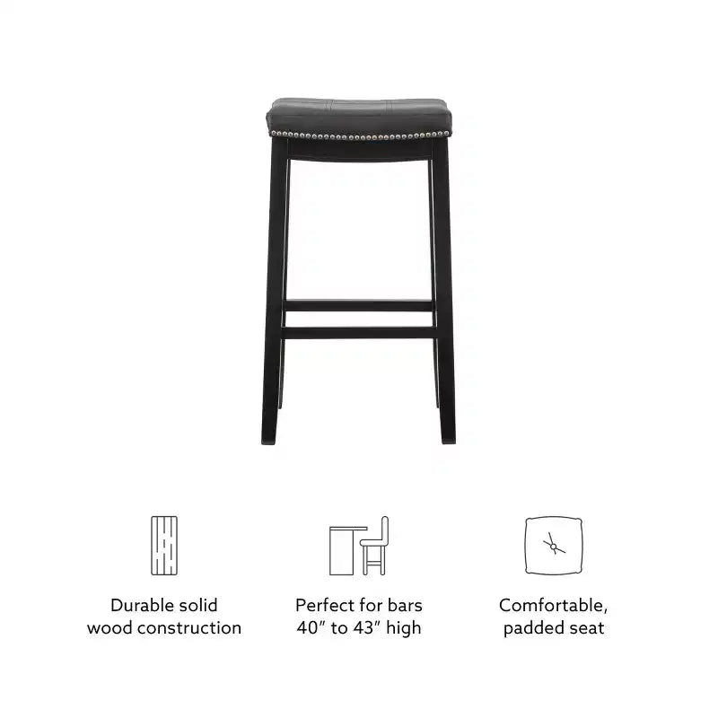 Set di 2 sgabelli da bar senza schienale in similpelle con poggiapiedi – Altezza fissa 81 cm, capacità 125 kg