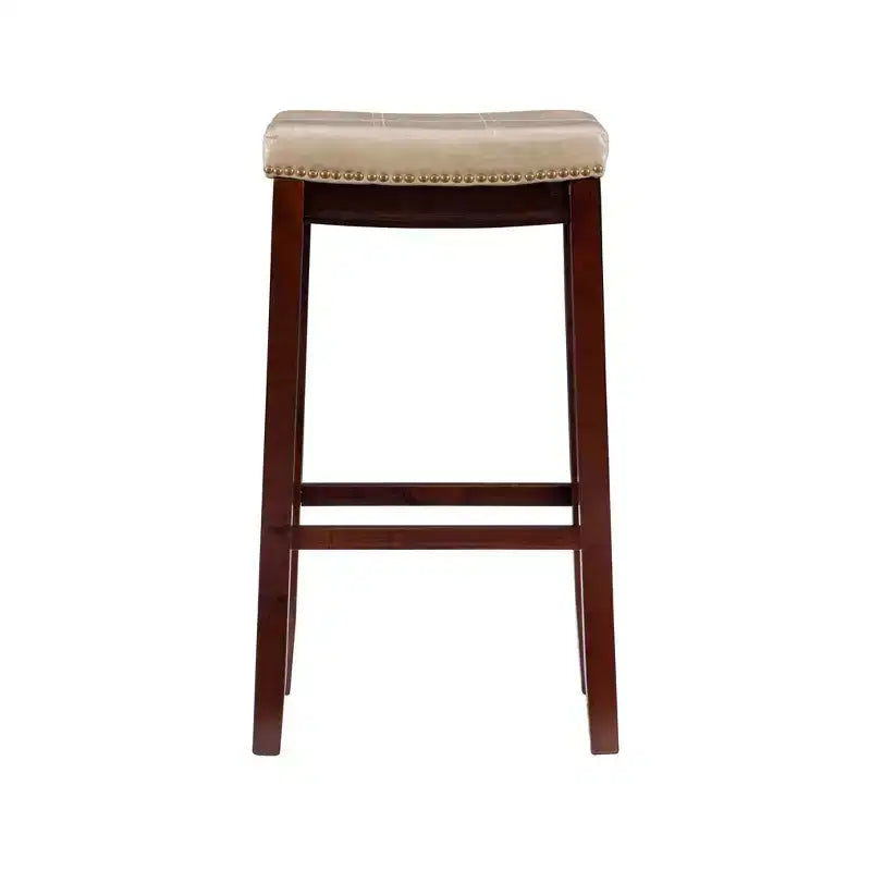 Set di 2 sgabelli da bar senza schienale in similpelle con poggiapiedi – Altezza fissa 81 cm, capacità 125 kg