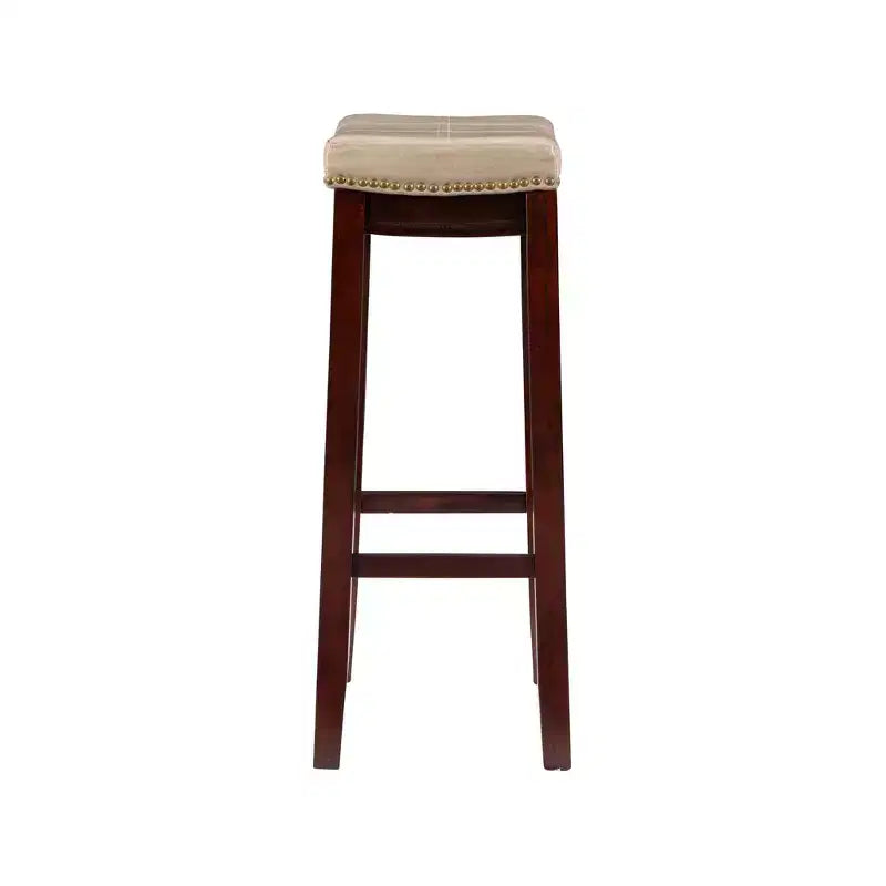 Set di 2 sgabelli da bar senza schienale in similpelle con poggiapiedi – Altezza fissa 81 cm, capacità 125 kg