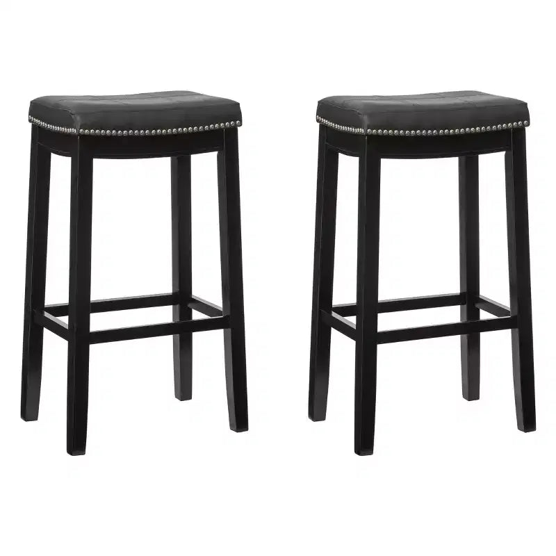 Set di 2 sgabelli da bar senza schienale in similpelle con poggiapiedi – Altezza fissa 81 cm, capacità 125 kg